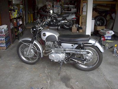 Honda Scrambler with CBX in background
